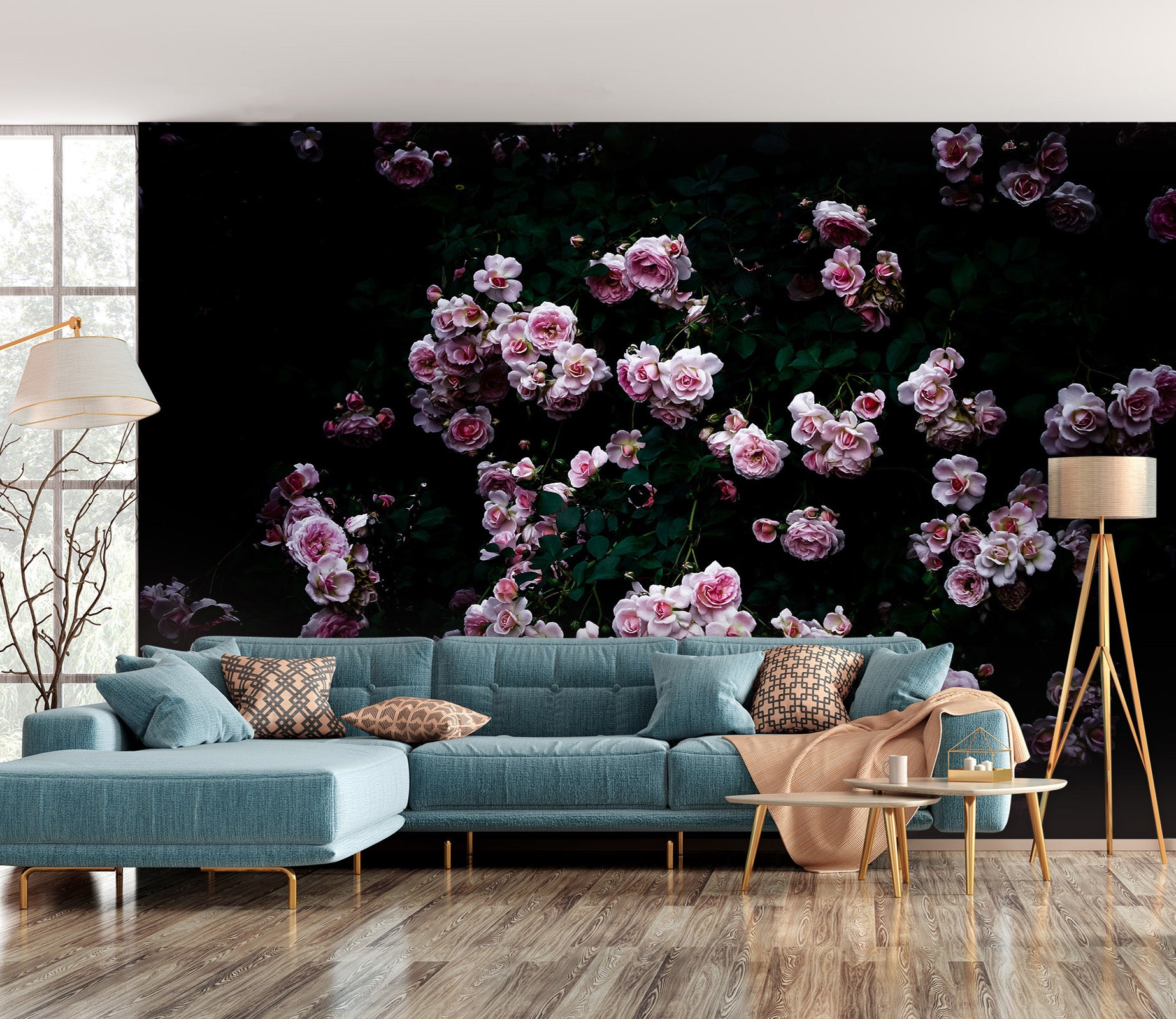3D Pink Flowers 105 Noirblanc777 Wall Mural Wall Murals