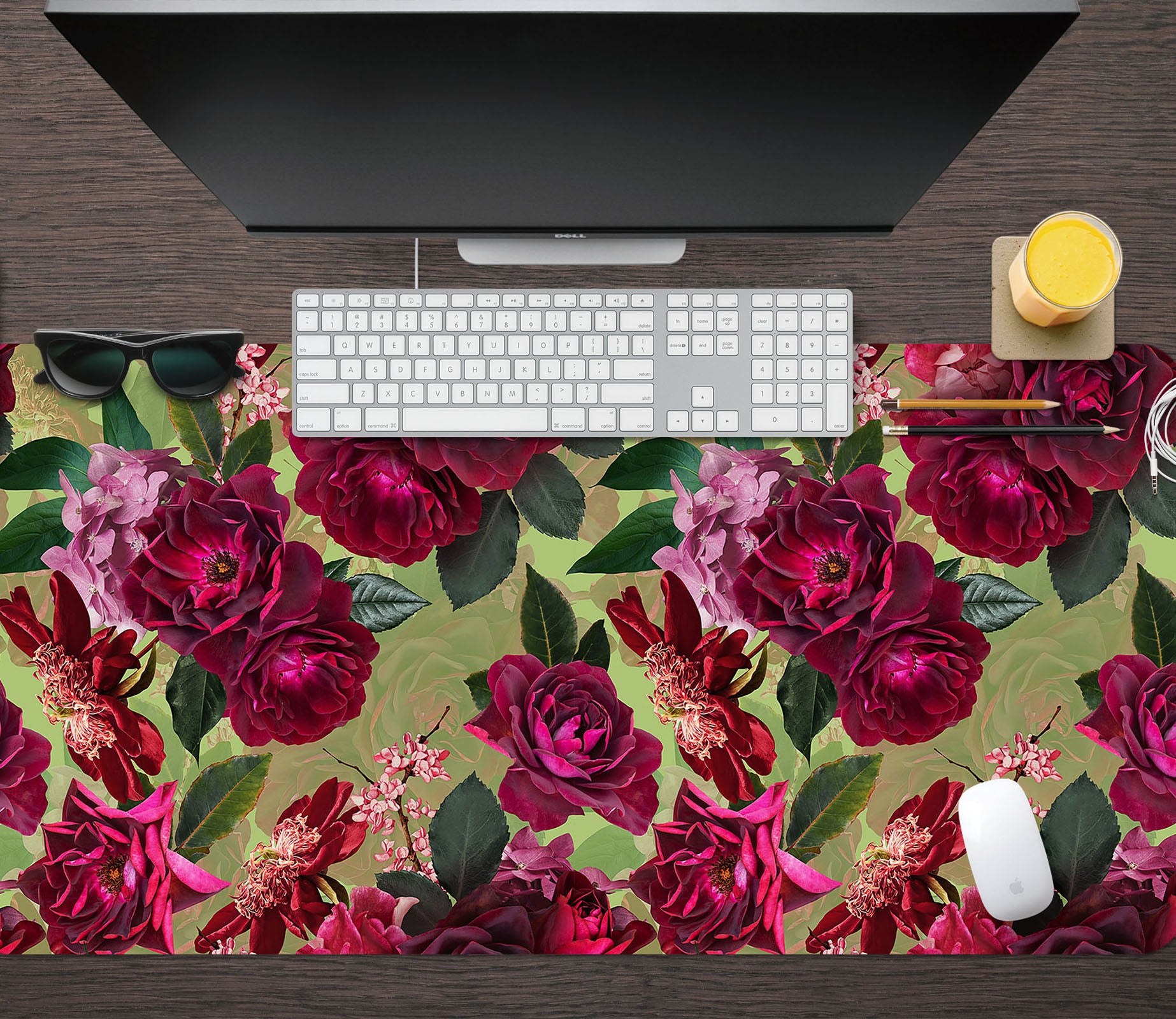 3D Red Flowers Pattern 120199 Uta Naumann Desk Mat