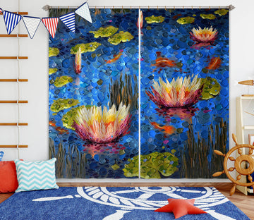 3D Lotus Pond 049 Dena Tollefson Curtain Curtains Drapes