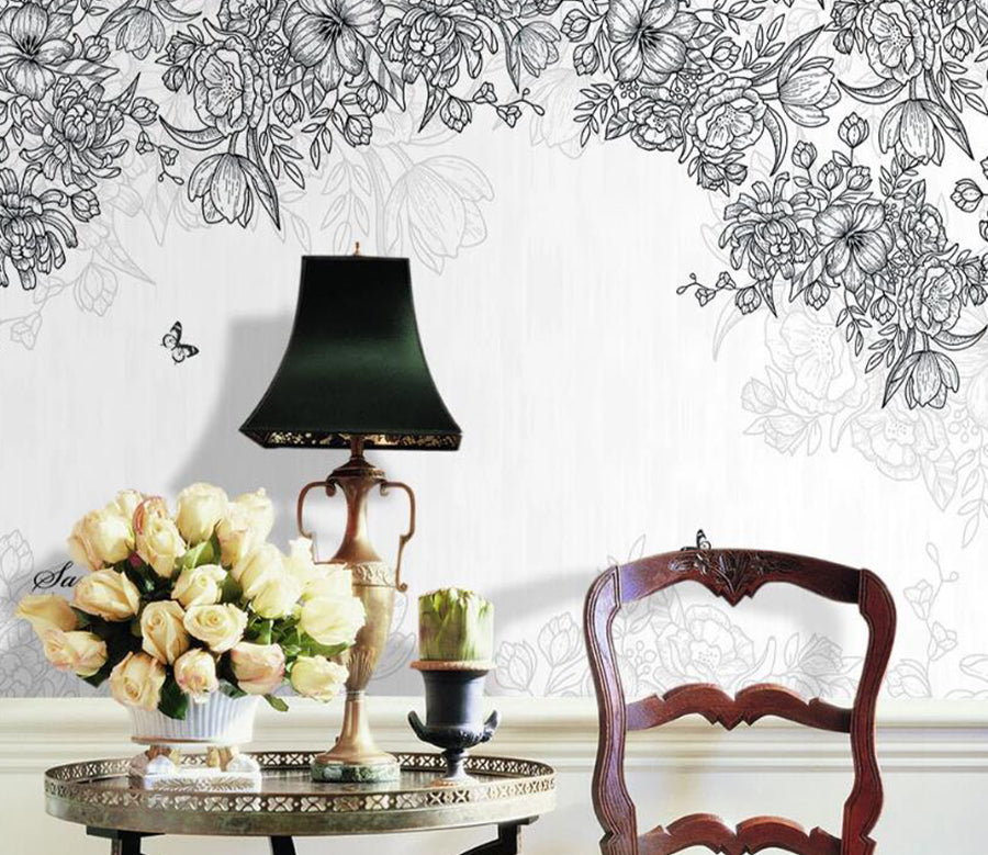 3D Black And White Jungle 040 Wall Murals