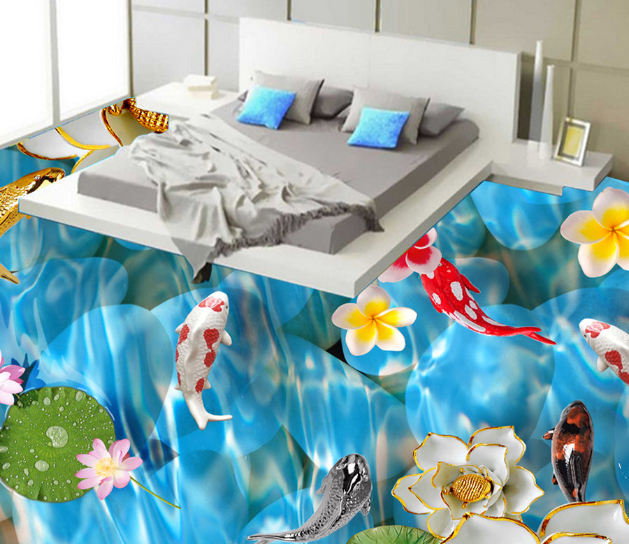 3D Flower Koi 579 Floor Mural  Wallpaper Murals Rug & Mat Print Epoxy waterproof bath floor