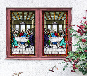 3D Dinner Courier 175 Window Film Print Sticker Cling Stained Glass UV Block