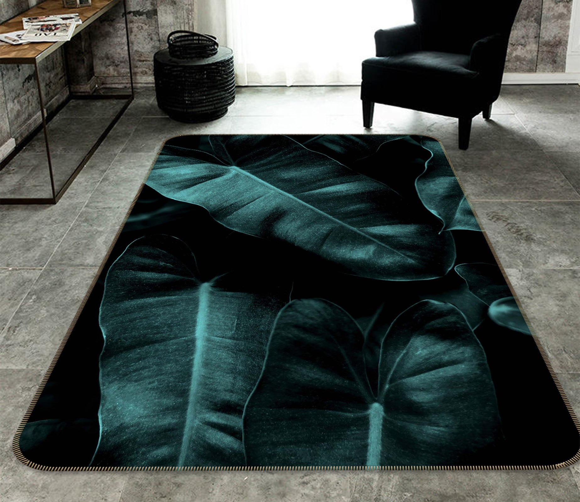 3D Green Banana Leaf 1119 Boris Draschoff Rug Non Slip Rug Mat