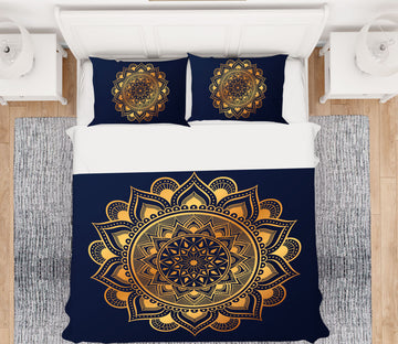3D Golden Circle Pattern 64009 Bed Pillowcases Quilt