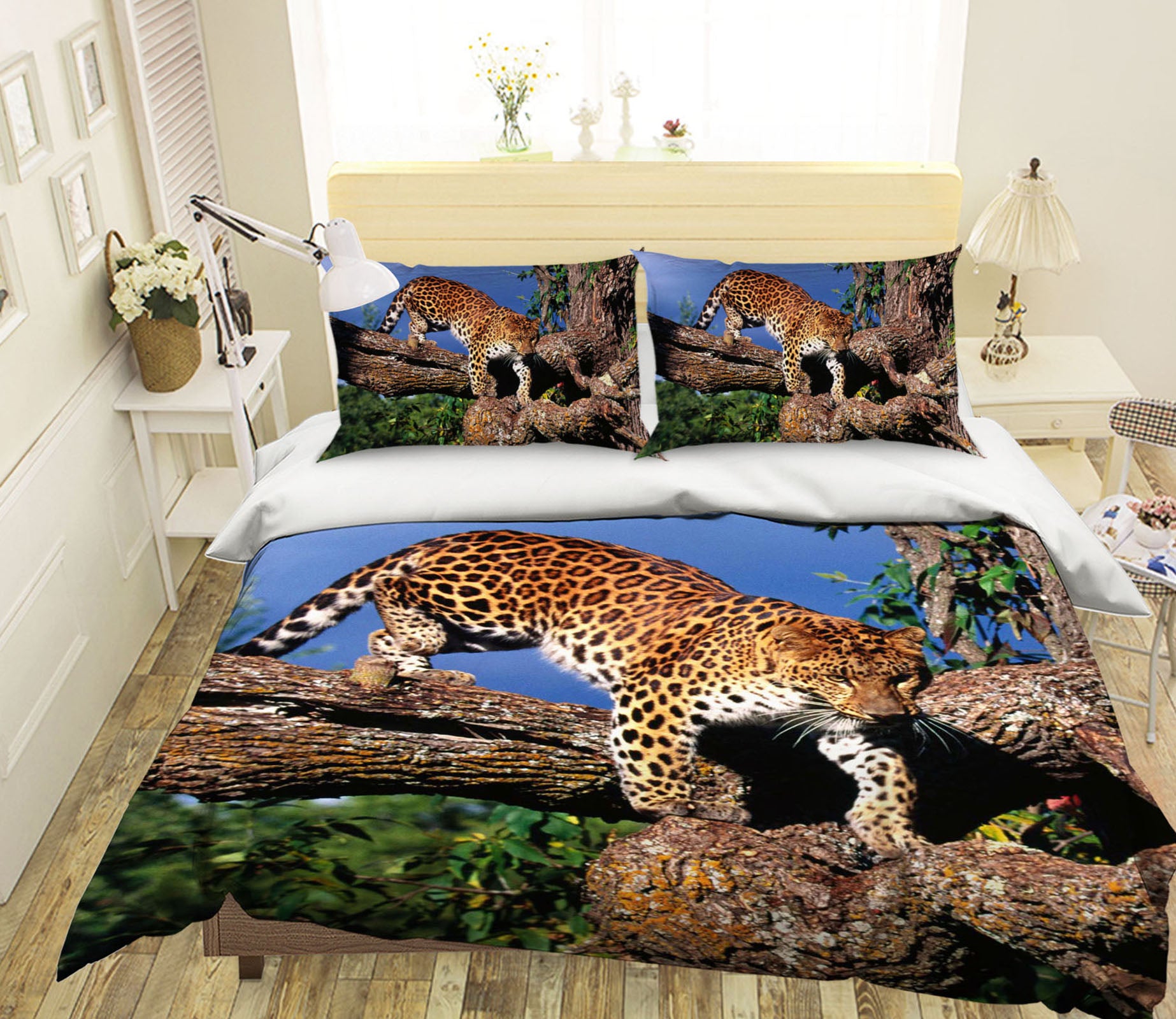 3D Forest Cheetah 1922 Bed Pillowcases Quilt