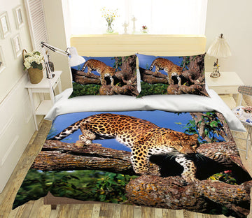 3D Forest Cheetah 1922 Bed Pillowcases Quilt