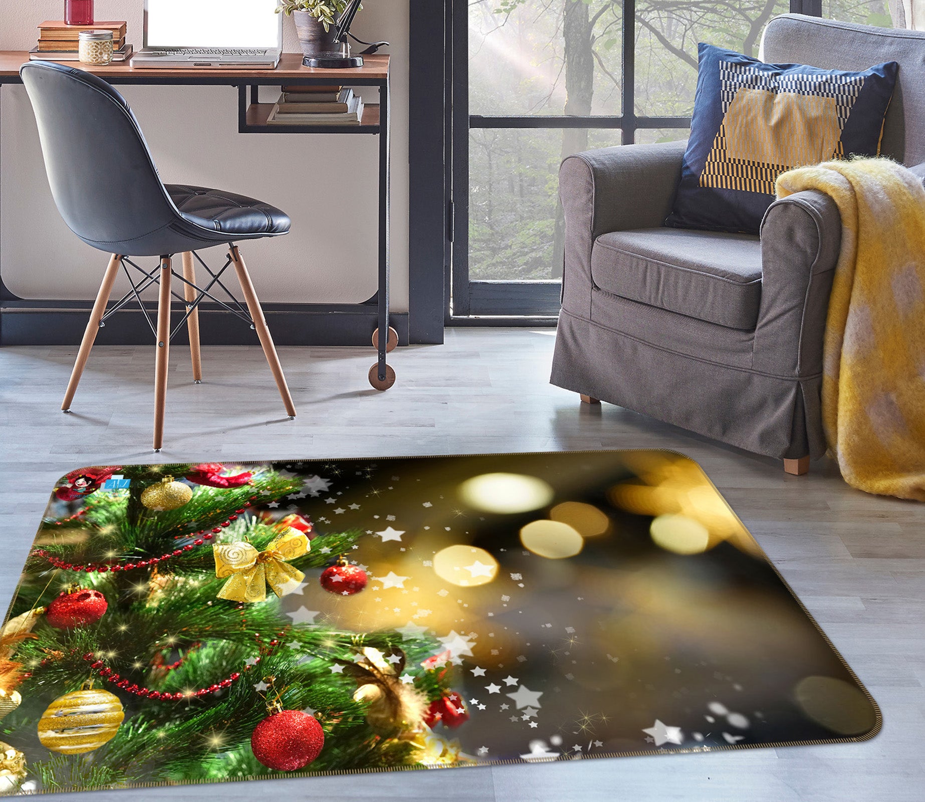 3D Ball Pendant Light Spot 56254 Christmas Non Slip Rug Mat Xmas