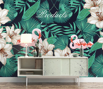 3D Lily Flamingo WG009 Wall Murals
