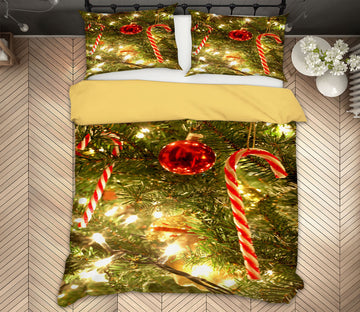3D Candy Cane Ball Pendant 52168 Christmas Quilt Duvet Cover Xmas Bed Pillowcases