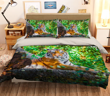 3D Wood Tiger 128 Bed Pillowcases Quilt