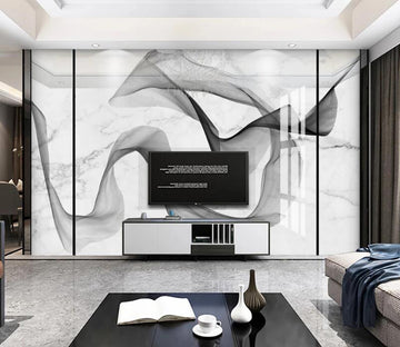 3D Black Ink Satin 066 Wall Murals