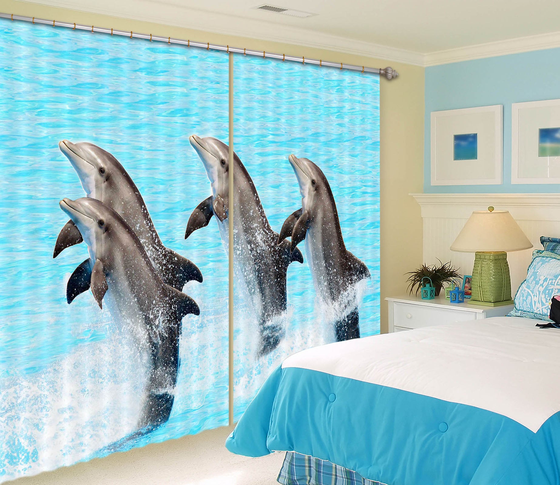 3D Dolphin Play 705 Curtains Drapes