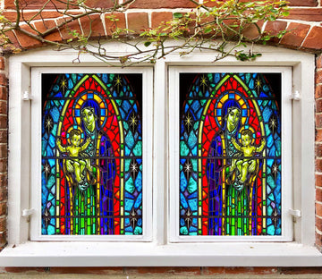 3D Nun Saint Son 239 Window Film Print Sticker Cling Stained Glass UV Block