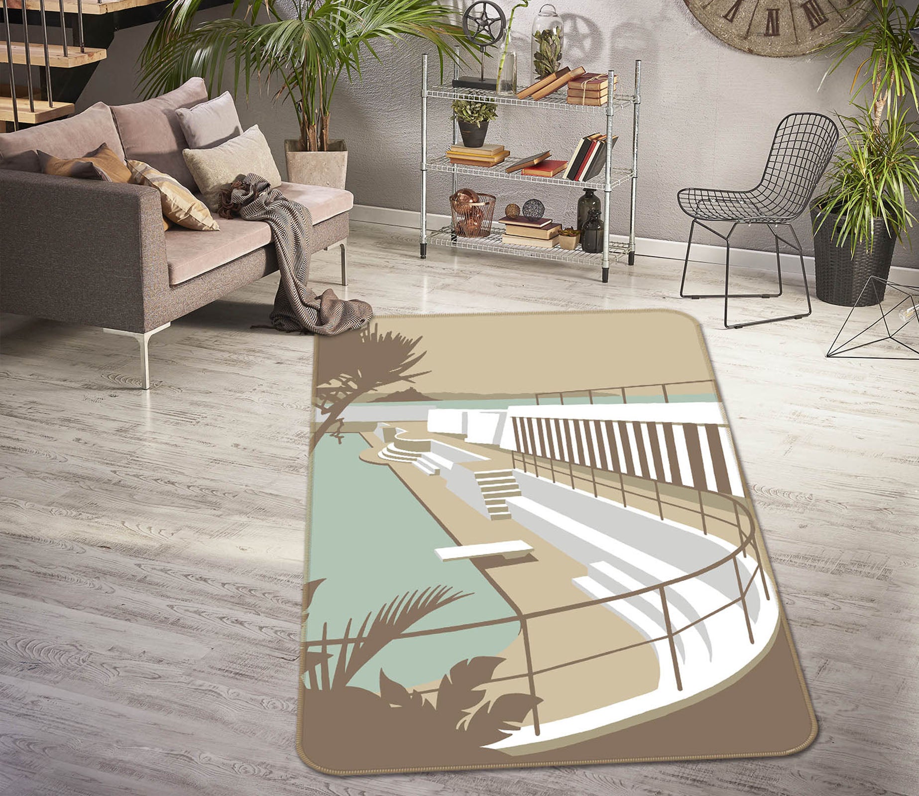 3D Penzance Pool 1130 Steve Read Rug Non Slip Rug Mat