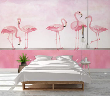3D Flamingos On The Horizon 1055 Wall Murals