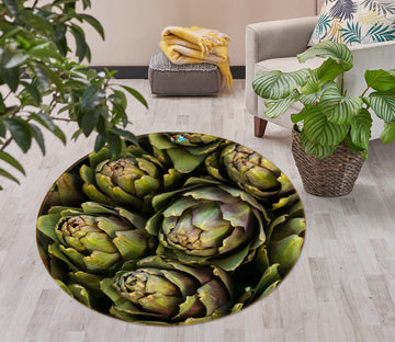 3D Green Plants 7556 Assaf Frank Rug Round Non Slip Rug Mat