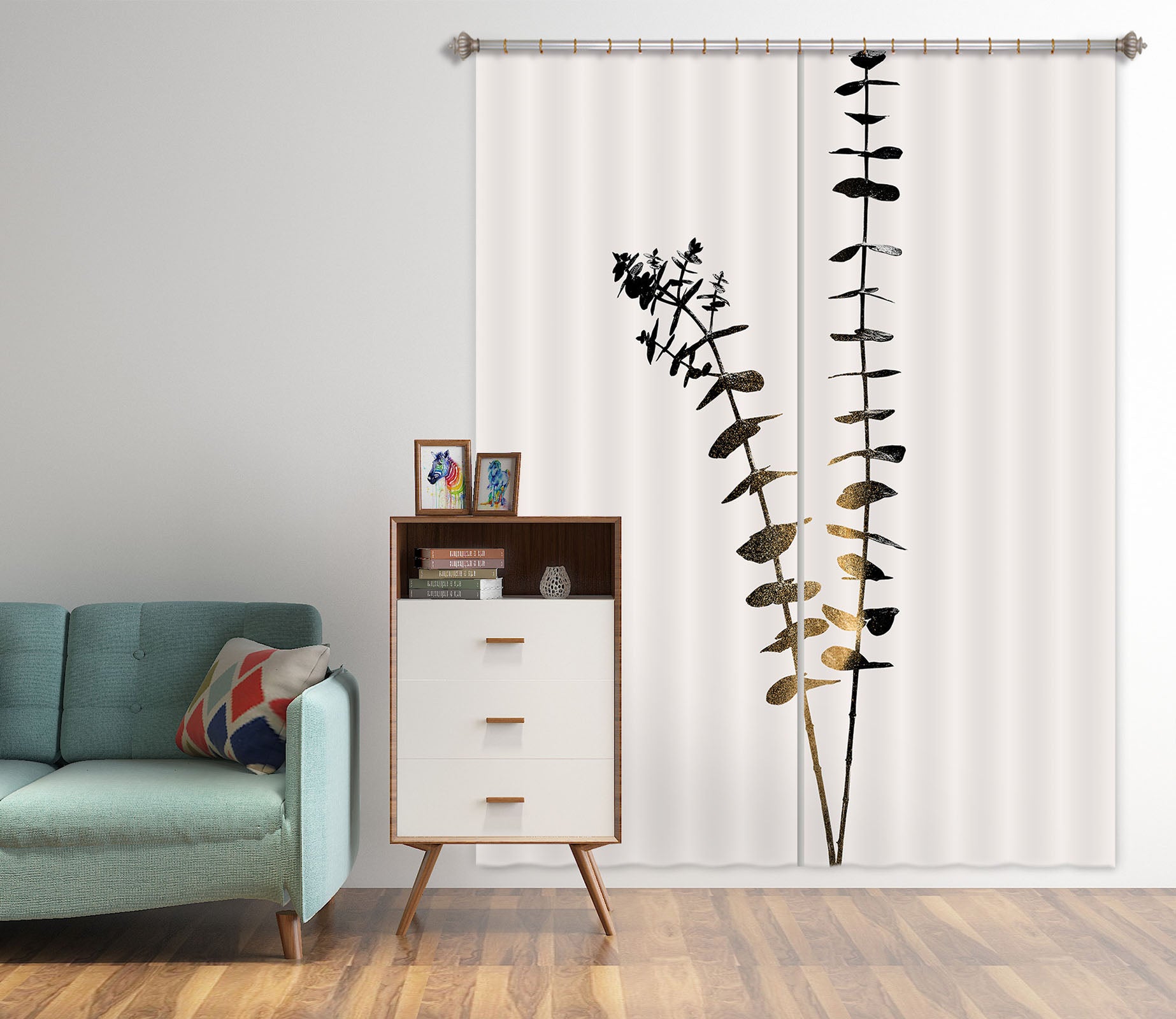 3D Painting Leaves 1042 Boris Draschoff Curtain Curtains Drapes