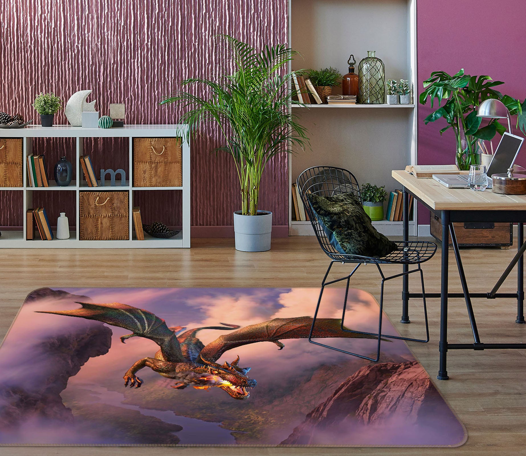 3D Fire Flight 1057 Jerry LoFaro Rug Non Slip Rug Mat