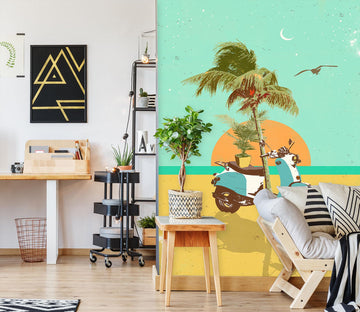 3D Scooter Tropics 1414 Showdeer Wall Mural Wall Murals