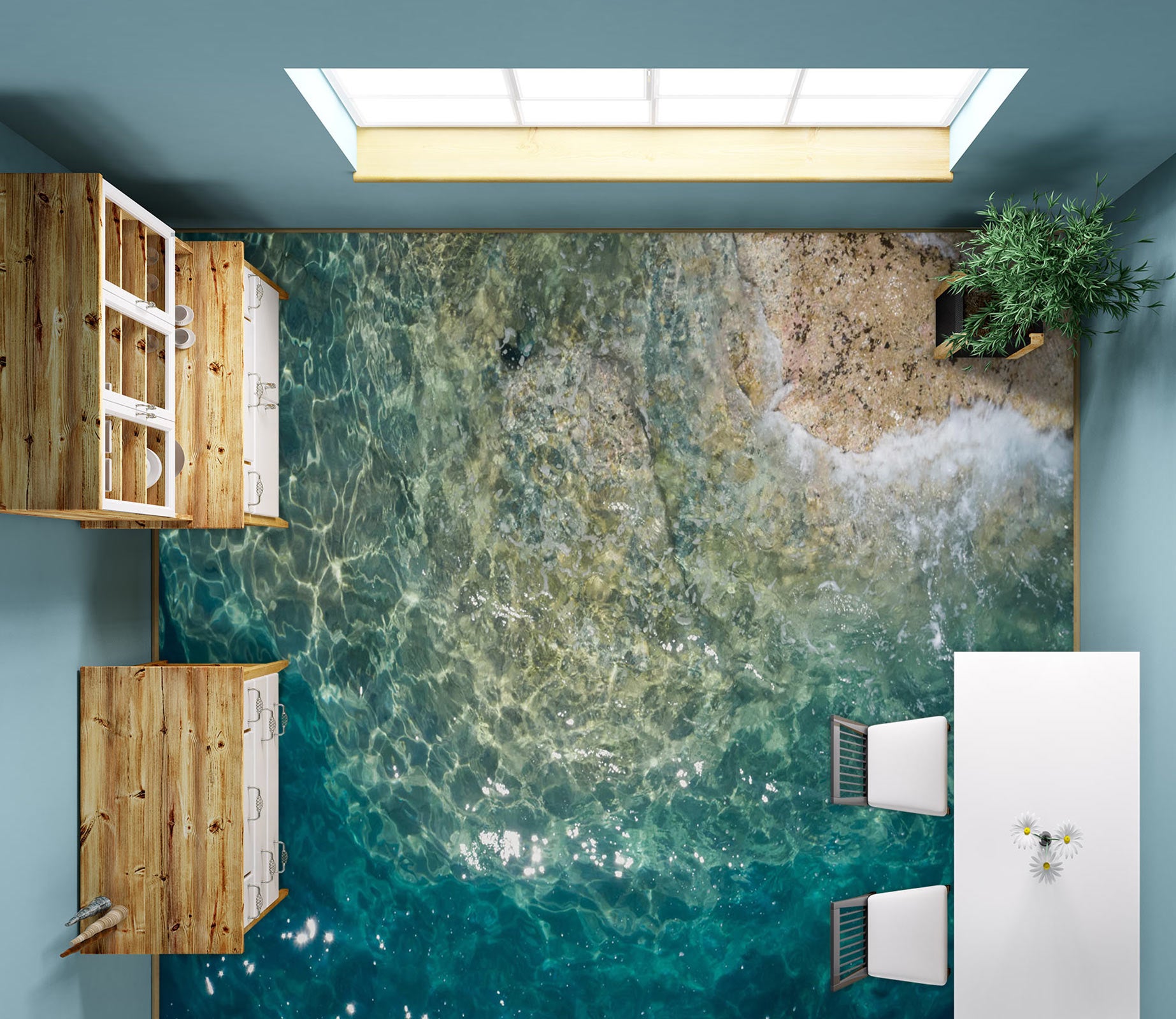 3D Clear Shallow Sea 485 Floor Mural