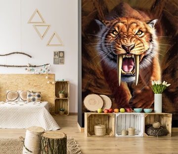 3D Sabertooth 1417 Jerry LoFaro Wall Mural Wall Murals