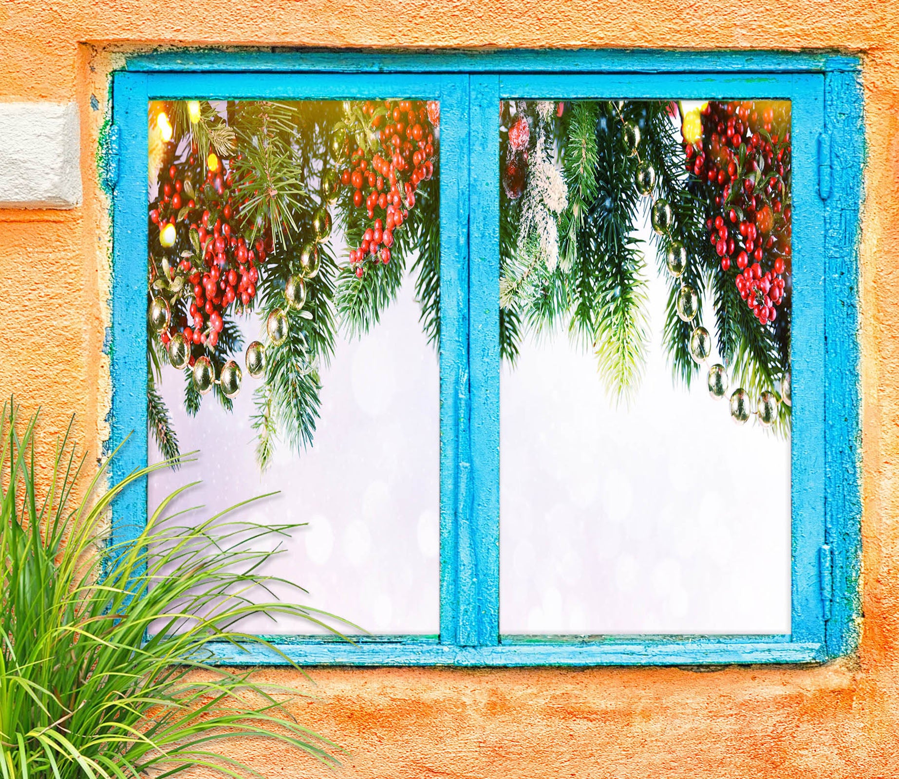 3D Branches 31049 Christmas Window Film Print Sticker Cling Stained Glass Xmas