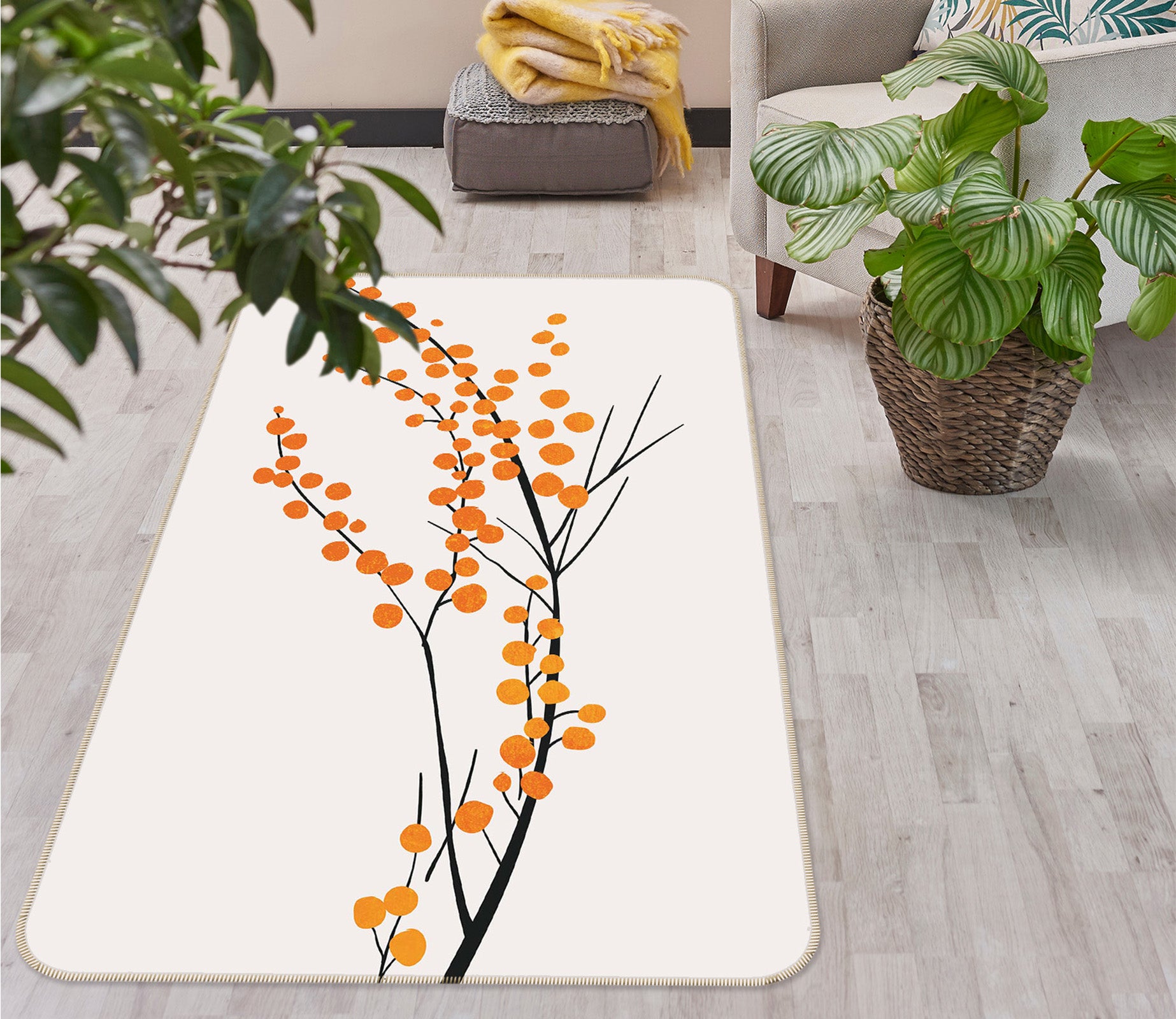 3D Plum Pattern 1138 Boris Draschoff Rug Non Slip Rug Mat