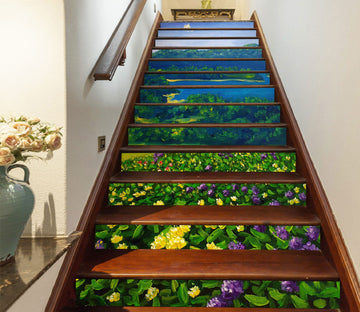 3D Fresh Green Leaves And Flowers 400 Stair Risers