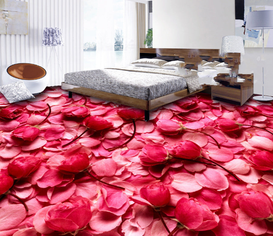 3D Pink Rose Petals 417 Floor Mural  Wallpaper Murals Rug & Mat Print Epoxy waterproof bath floor