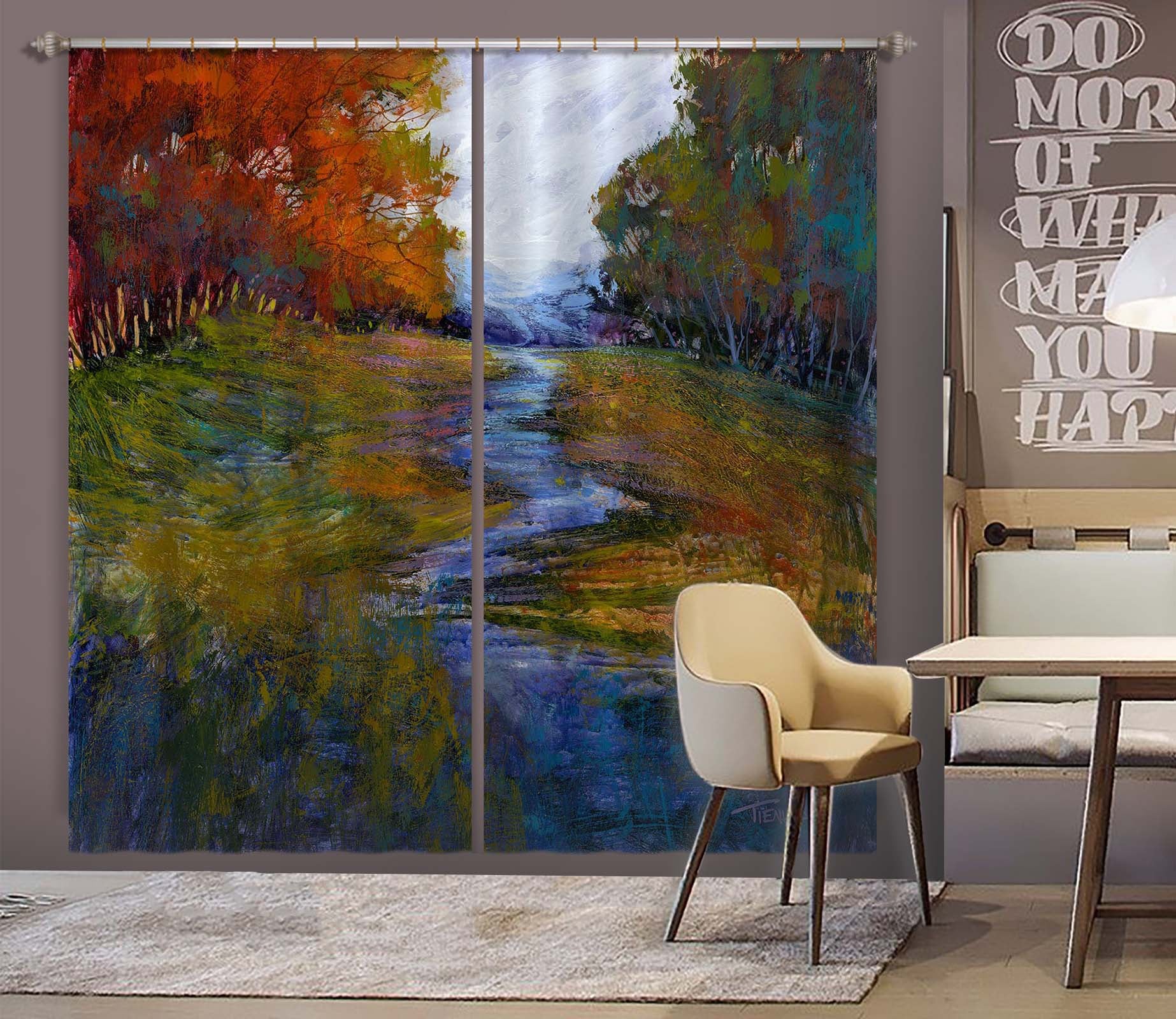 3D Small River Water 249 Michael Tienhaara Curtain Curtains Drapes