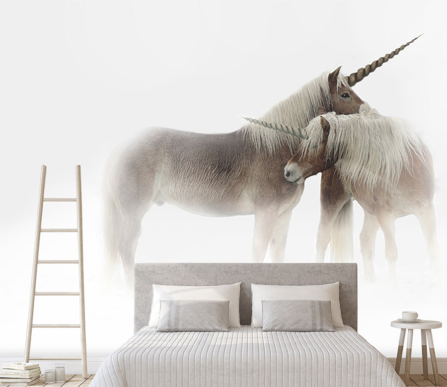 3D Two Unicorns 1600 Wall Murals