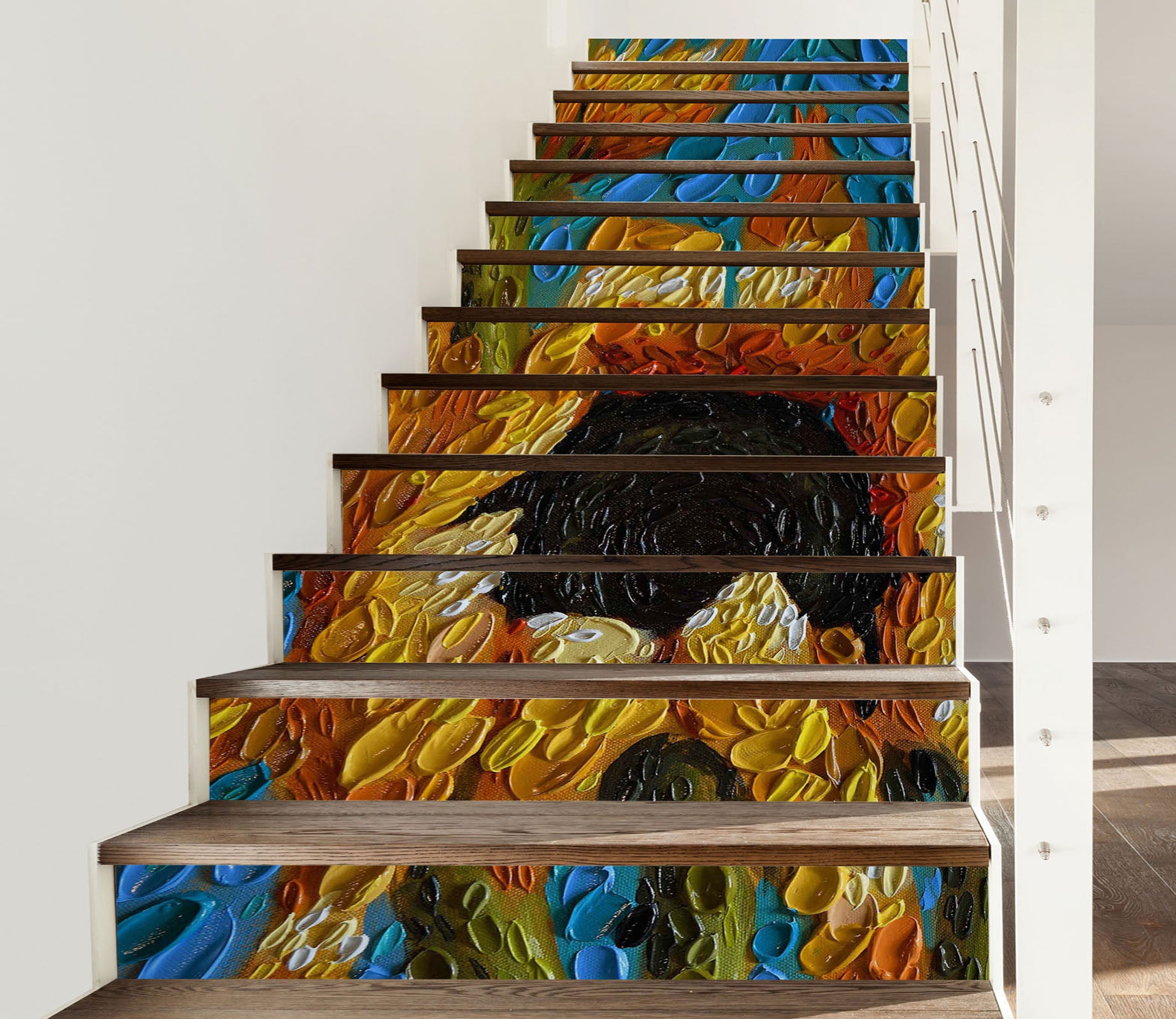 3D Sunflower Painting 96165 Dena Tollefson Stair Risers