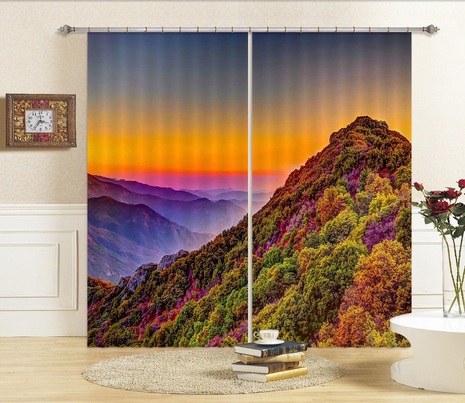 3D Deep Mountain 850 Curtains Drapes
