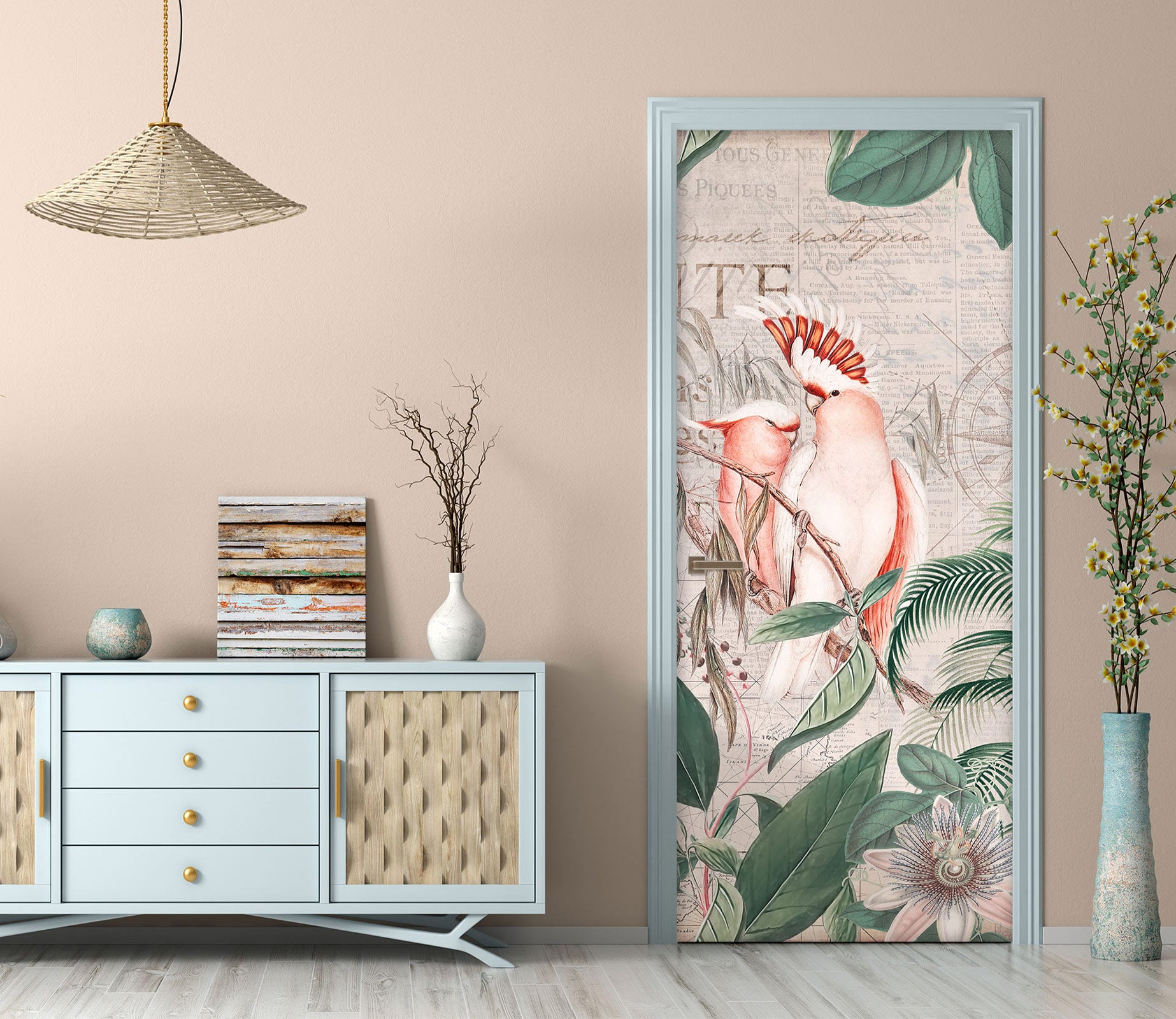 3D Parrot Branch 11944 Andrea Haase Door Mural