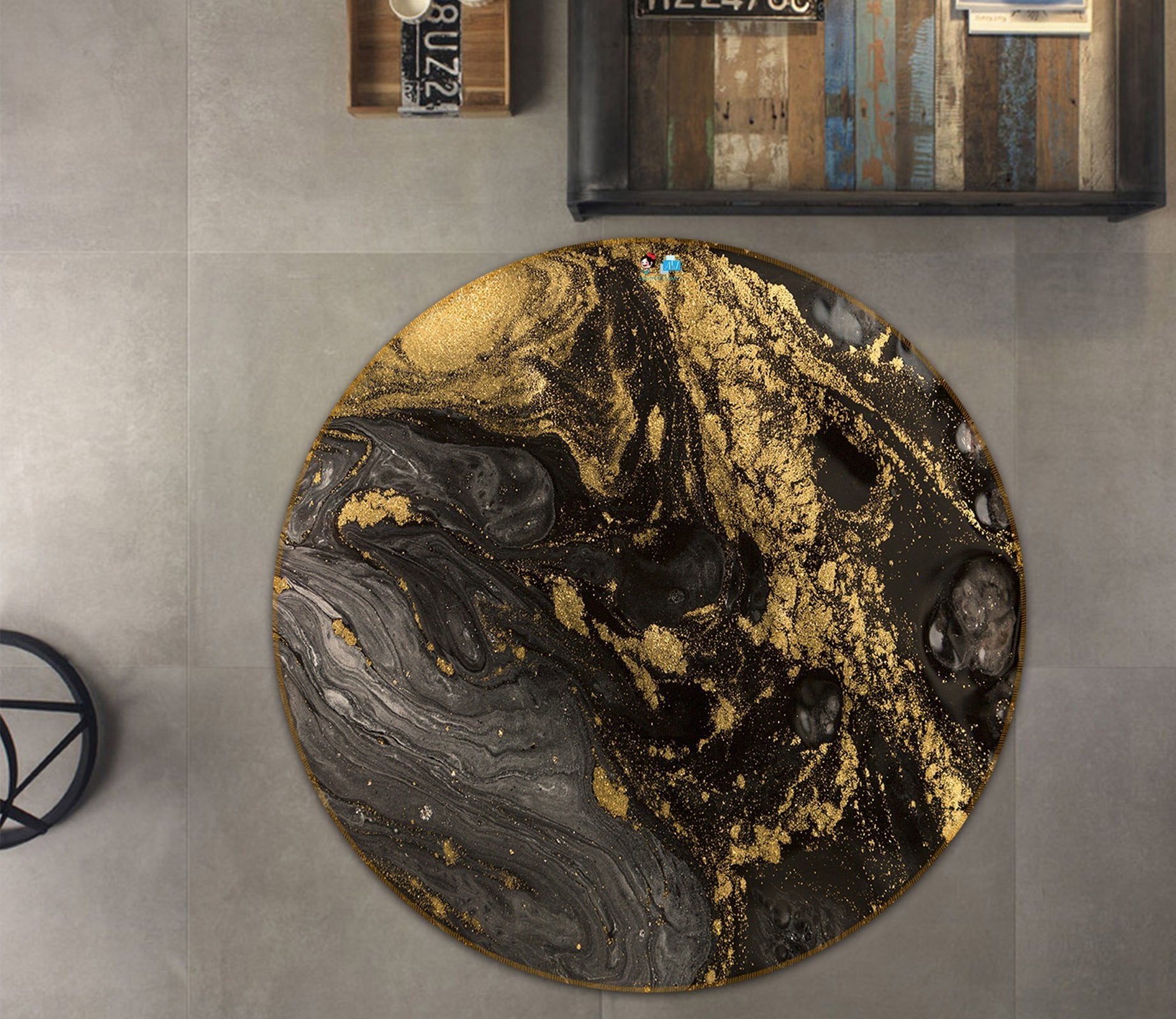 3D Gold Sand Flow 163 Round Non Slip Rug Mat Mat AJ Creativity Home 