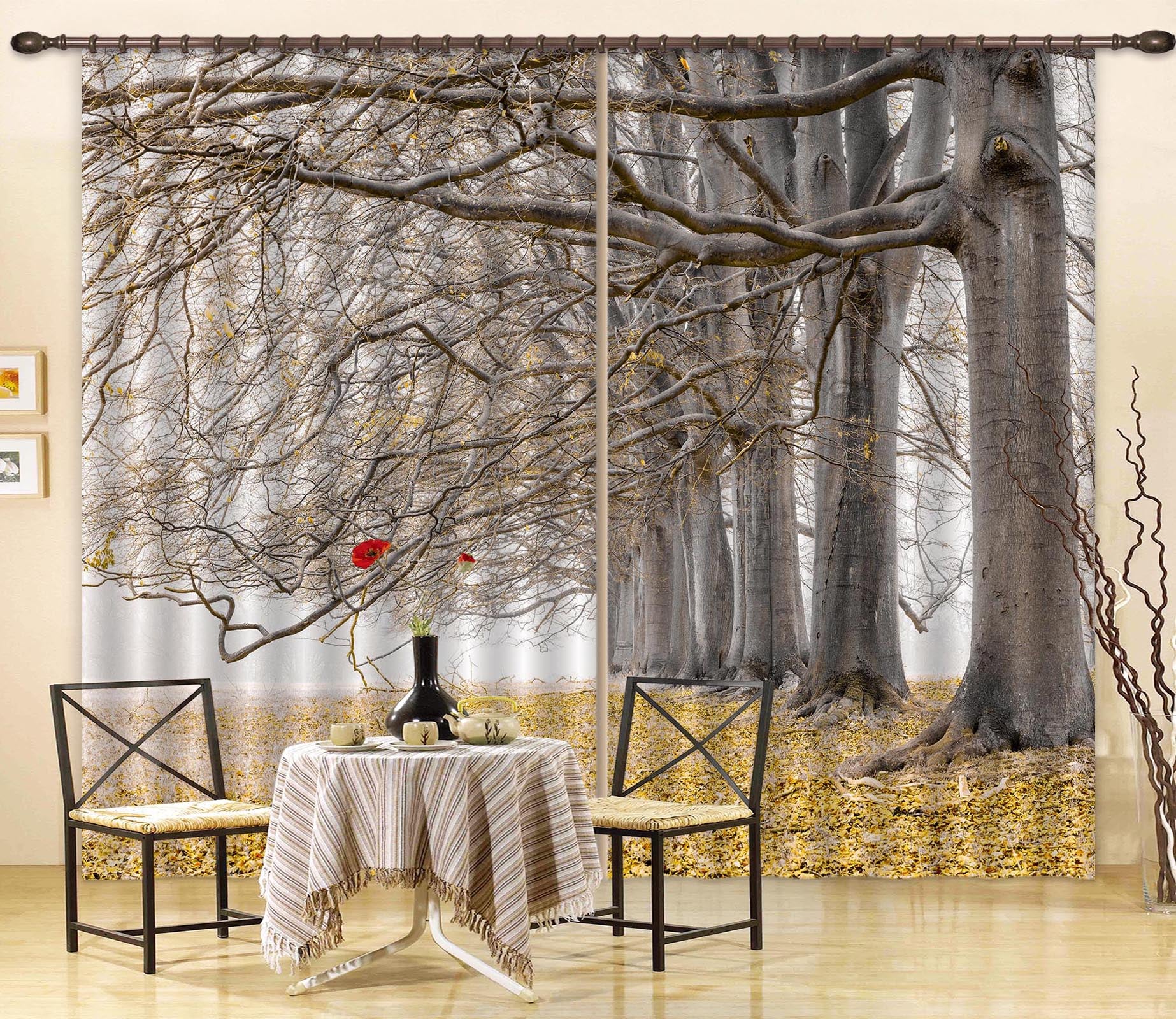 3D Fallen Leaves 6365 Assaf Frank Curtain Curtains Drapes