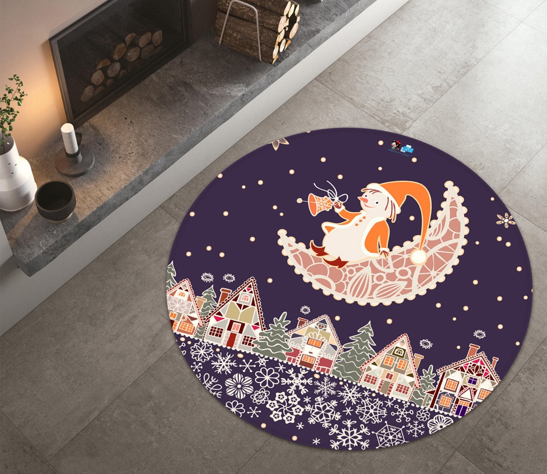 3D Snowflake Moon Lace 091 Round Non Slip Rug Mat Mat AJ Creativity Home 