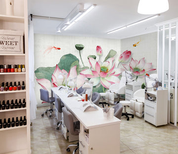 3D Lotus Koi 067 Wall Murals