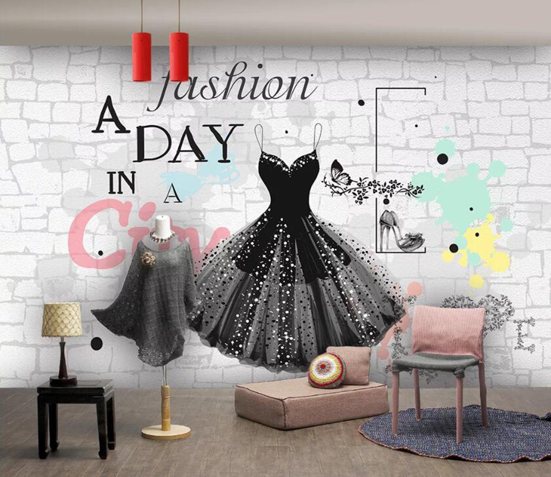 3D Black Skirt WC05 Wall Murals Wallpaper AJ Wallpaper 2 