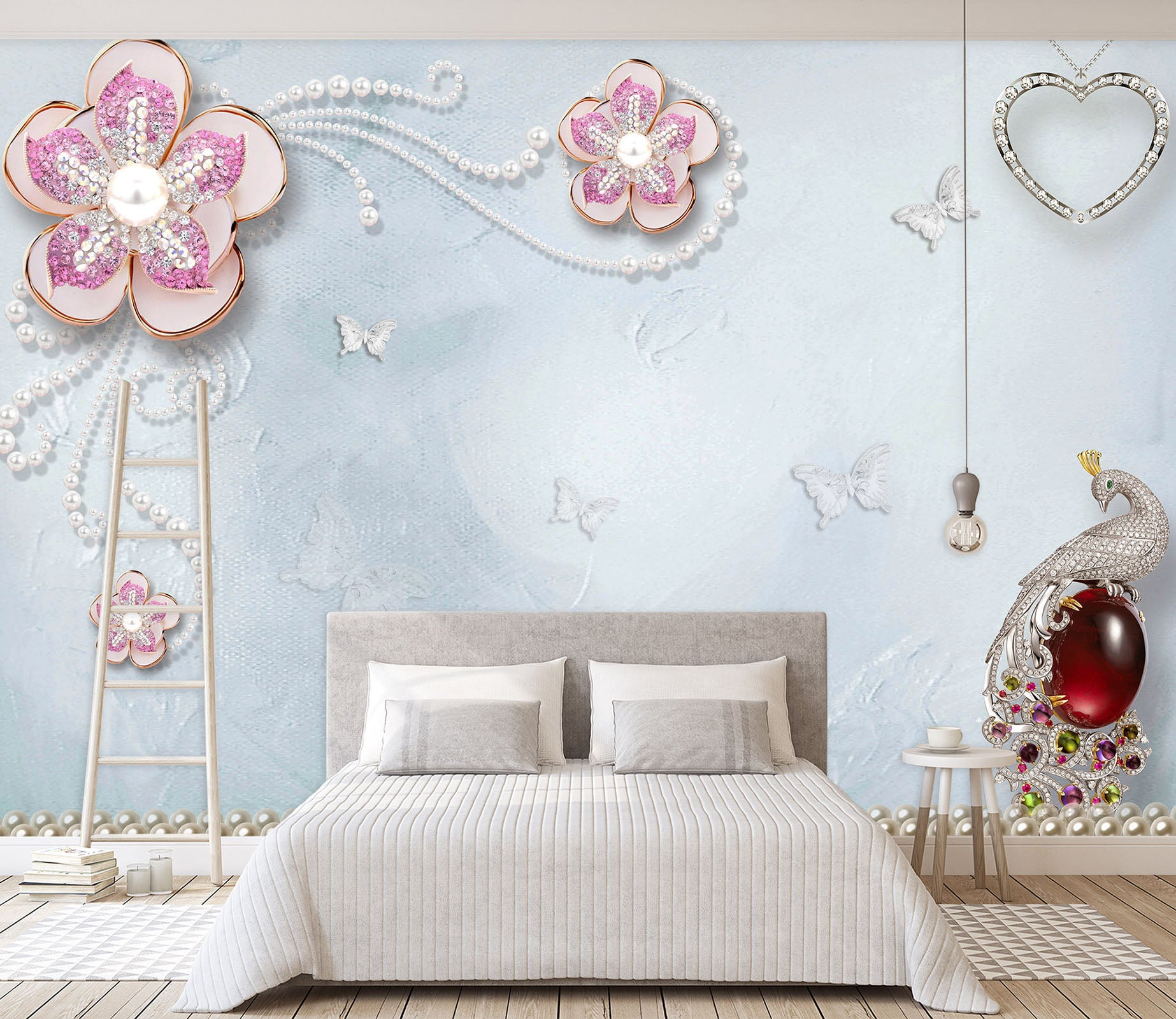 3D Pink Flowers 1450 Wall Murals