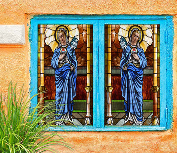 3D Girl Flower 160 Window Film Print Sticker Cling Stained Glass UV Block