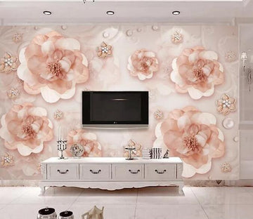3D Pink Flowers 072 Wall Murals Wallpaper AJ Wallpaper 2 