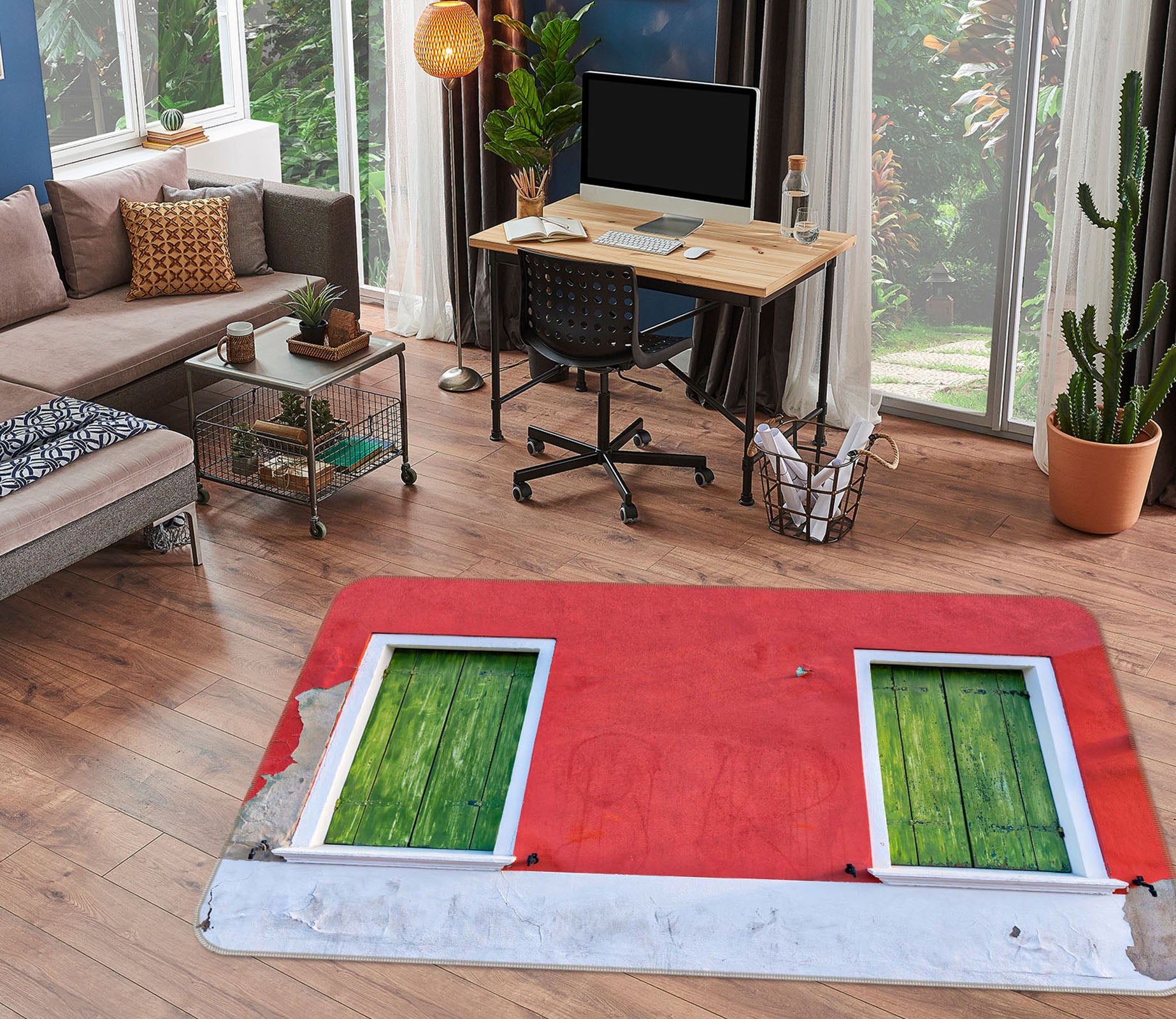 3D Green Gate 1101 Marco Carmassi Rug Non Slip Rug Mat