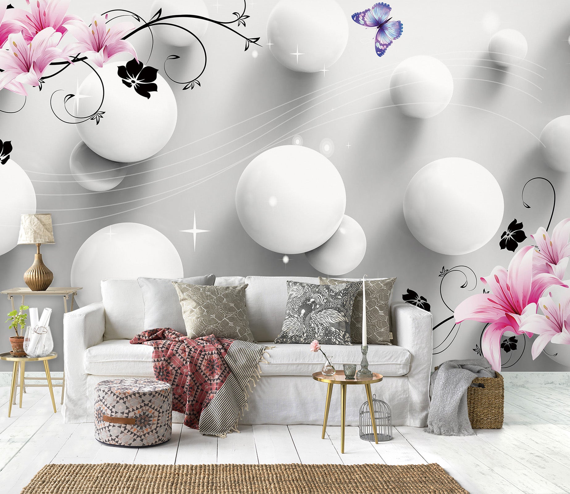 3D White Sphere 1412 Wall Murals