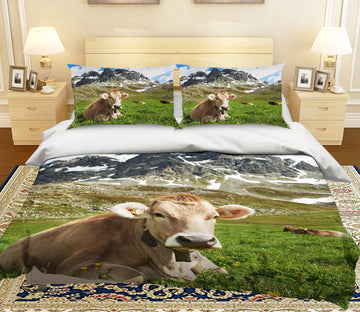 3D Mountain Cow 123 Bed Pillowcases Quilt