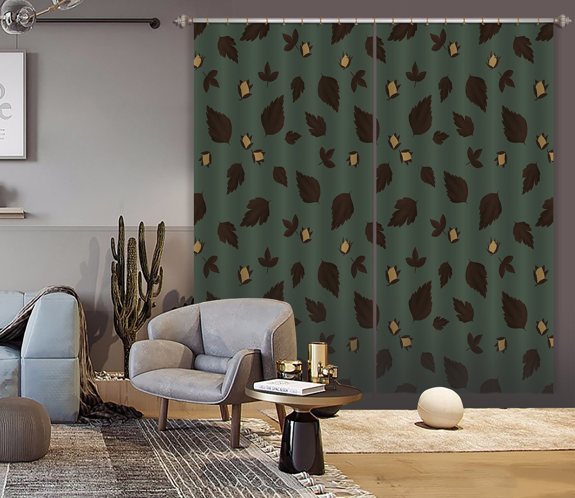 3D Leaf Pattern 98117 Kasumi Loffler Curtain Curtains Drapes