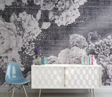 3D Gray Flowers WG35 Wall Murals Wallpaper AJ Wallpaper 2 