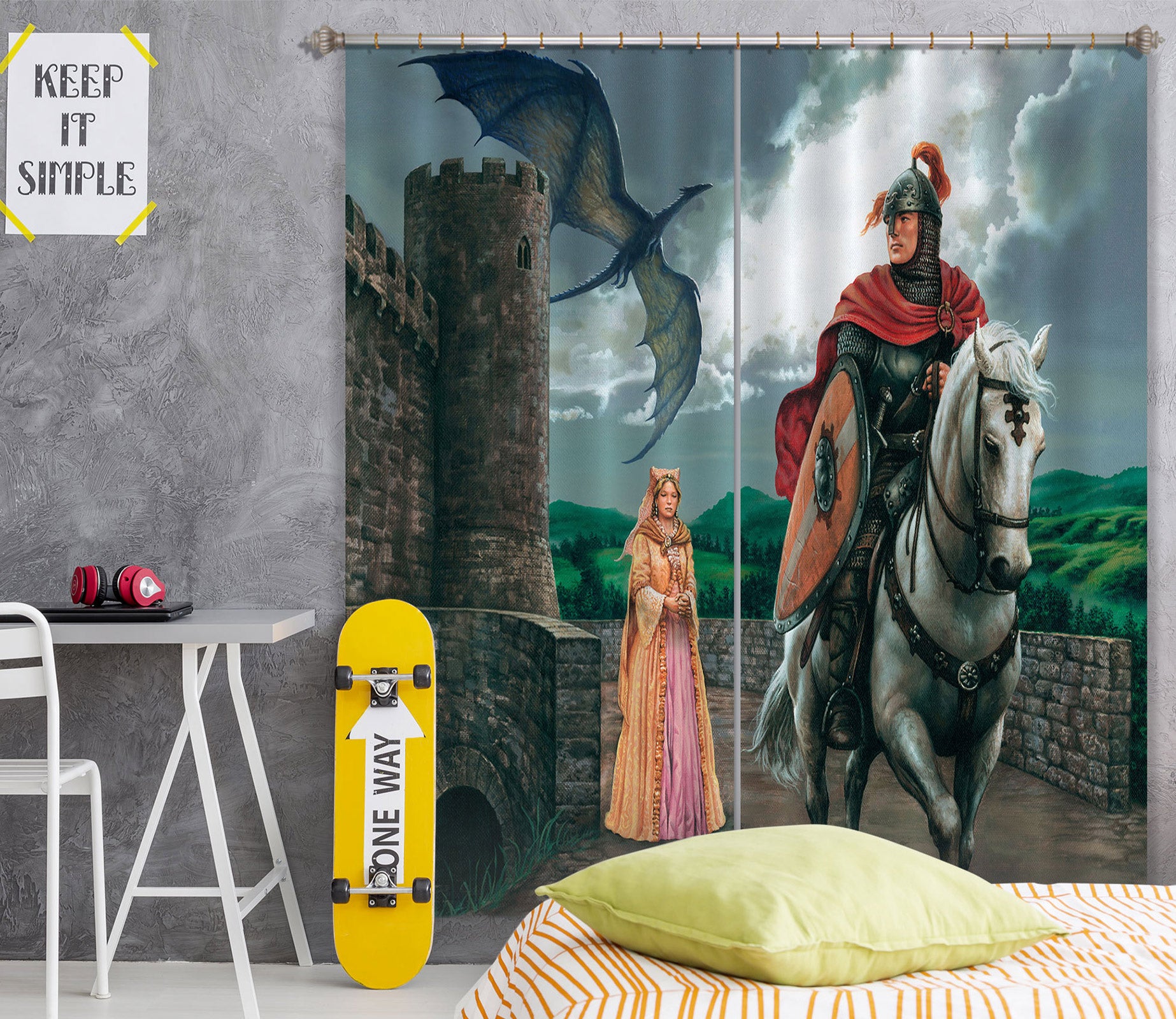 3D Knight Princess 7182 Ciruelo Curtain Curtains Drapes