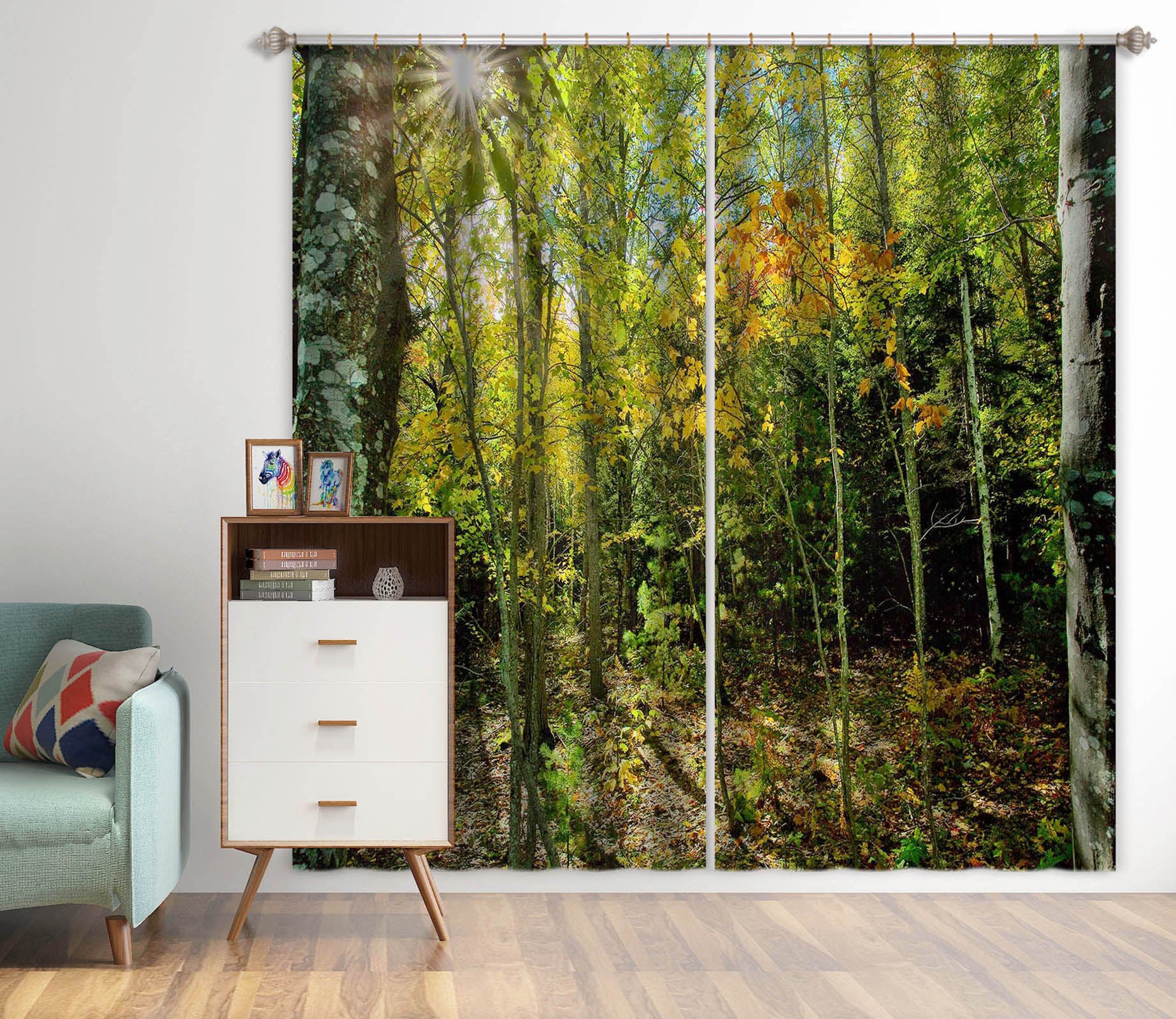 3D Fall In The Forest 62141 Kathy Barefield Curtain Curtains Drapes