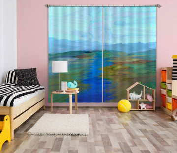 3D Blue Channel 053 Michael Tienhaara Curtain Curtains Drapes Wallpaper AJ Wallpaper 